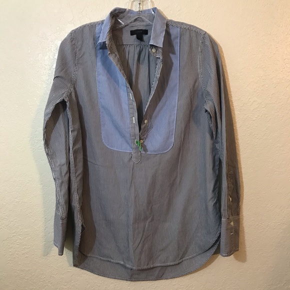 J. Crew Bip popover striped shirt SZ 2 - Picture 2 of 7